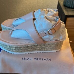 Stuart Weitzman Leather Mel Platform Espadrille